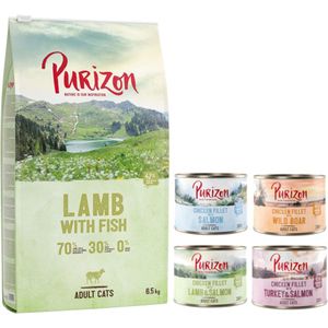 6,5 kg Purizon droogvoer  6 x 200 g Purizon natvoer mix gratis - Adult Lam & Vis