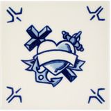 Royal Delft Schiffmacher Royal Blue Tattoo - Delfts blauw tegel Faith Hope & Love