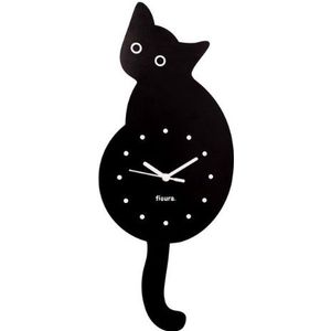 Fisura wandklok kat zwart mdf