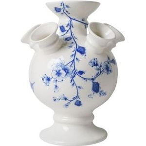 Heinen Delfts Blauw Tulpenvaas op voet Orchidee Keramiek 22 cm