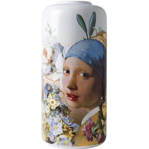 Heinen Delfts blauw Cilindervaas Meisje met de parel pastel