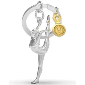 Metalmorphose sleutelhanger gymnast met trofee
