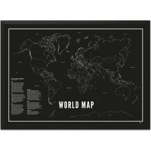 Wijck print Wereldkaart zwart A4 21 x 30 cm