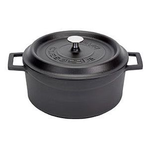 LAVA - Trendy Casserole - Rond - Ø320mm - Mat Zwart/Zwart - Gietijzer