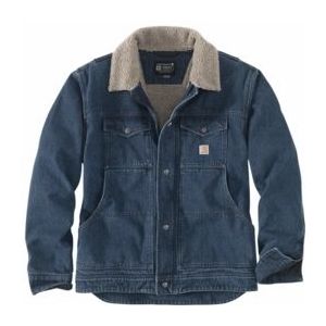 Carhartt - Relaxed Fit Denim Werkjas - Blauwe Denim - 100% Katoen - Sherpa Voering