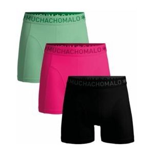 Boxershort Muchachomalo Men Solid Black/Pink/Green (3-Pack)-XXL