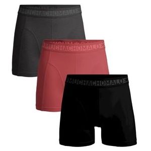 Boxershort Muchachomalo Men Solid Black Red Grey ( 3-Pack )-L