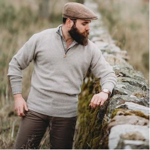 Vest William Lockie Men Leven Zip Neck Contrast Collar Cobble Flannel-S