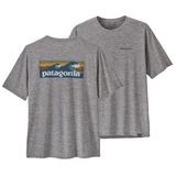 T-Shirt Patagonia Men Capilene Cool Daily Graphic Shirt Waters Boardshort Logo Abalone Blue Feather Grey 2023-M