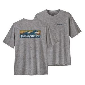 T-Shirt Patagonia Men Capilene Cool Daily Graphic Shirt Waters Boardshort Logo Abalone Blue Feather Grey 2023-M