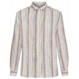 Overhemd KnowledgeCotton Apparel Men Loose Linen Shirt Multi Color Stripe-L