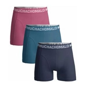 Boxershort Muchachomalo Boys Solid Blue Blue Pink ( 3-Pack )-Maat 176