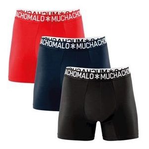 Boxershort Muchachomalo Men Solid Black Red (3-Delig)-XL