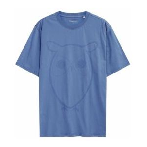 T-Shirt KnowledgeCotton Apparel Men Regular Big Owl Front Print Moonlight Blue-XXL