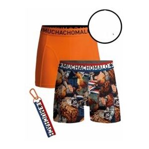 Boxershort Muchachomalo Men Free Keyhanger Print Orange ( 2-Pack )-M