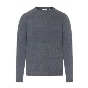 Knowledge Cotton Apparel - RWS - Gebreide Trui - Donkergrijs Melange - 100% Lamswol