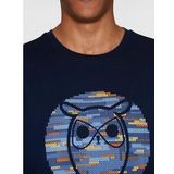 T-Shirt KnowledgeCotton Apparel Men Heavy Single Owl Cross Stitch Print Night Sky