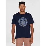 T-Shirt KnowledgeCotton Apparel Men Heavy Single Owl Cross Stitch Print Night Sky