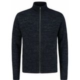 Blue Loop - Harlingen Full Zip Sweater - Navy Melange - Trui