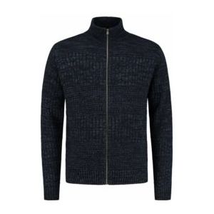 Blue Loop - Harlingen Full Zip Sweater - Navy Melange - Trui