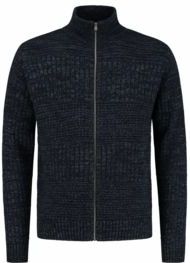 Blue Loop - Harlingen Full Zip Sweater - Navy Melange - Trui
