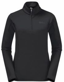 Trui Jack Wolfskin Women Baiselberg Half Zip Black-XXL