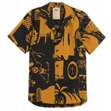 OAS - Men Krispy Night Cuba Linen Shirt - Blouse - Blauw - Katoen