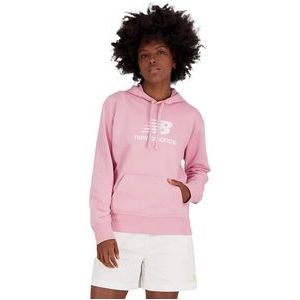 Trui New Balance Women Essentials Stacked Logo French Terry Hoodie Hazy Rose-M