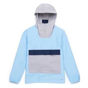 Jas Herschel Supply Co. Men's Voyage Anorak Alaskan Blue Light Grey Crosshatch-S