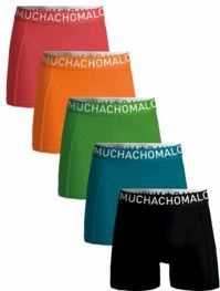 Boxershort Muchachomalo Men Light Cotton Solid Black Blue Green Orange Red ( 5-Pack )-M