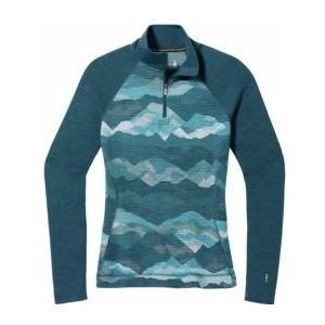 Ondershirt Smartwool Women Classic Thermal Merino Base Layer 1/4 Zip Boxed Twilight Blue Mtn Scape-M