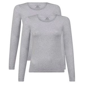 T-Shirt Bamboo Basics Women Lara Light Grey Melange (2-Delig)-XL