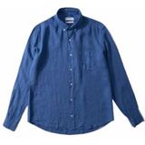 Shirt Edmmond Studios Men Linen Shirt Plain Blue-M