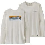 T-Shirt Patagonia Women L/S Cap Cool Daily Graphic Shirt - Waters Boardshort Logo Light Plume Grey White-XS