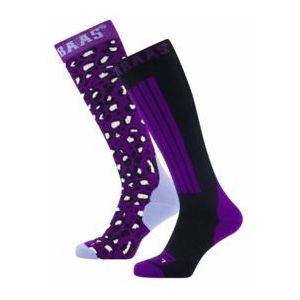 Skisokken Poederbaas Unisex Panther Purple Multi (2 pack)-Schoenmaat 31 - 34