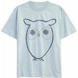 T-Shirt KnowledgeCotton Apparel Men Regular Big Owl Front Print Gray Mist-S