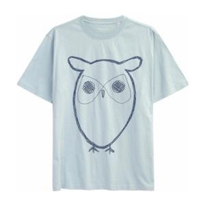 T-Shirt KnowledgeCotton Apparel Men Regular Big Owl Front Print Gray Mist-XL