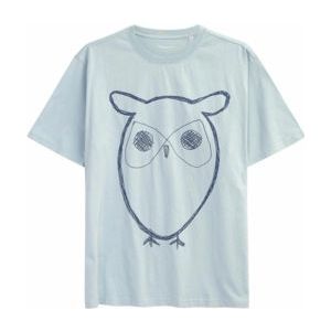 T-Shirt KnowledgeCotton Apparel Men Regular Big Owl Front Print Gray Mist-S