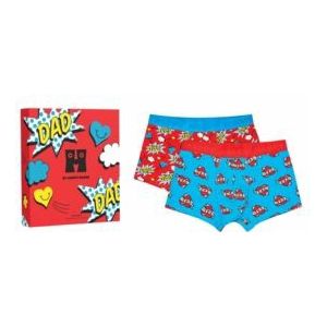 Happy Socks - 2-Pack Super Dad Short Boxers Gift Set - Blauw - Boxershorts