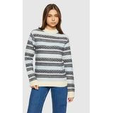 Knowledge Cotton Apparel - Trui - Lichtblauw - Lamswol - Gestreept