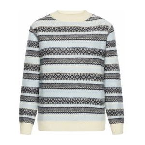 Knowledge Cotton Apparel - Trui - Lichtblauw - Lamswol - Gestreept