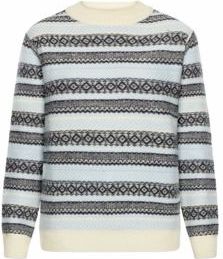 Knowledge Cotton Apparel - Trui - Lichtblauw - Lamswol - Gestreept