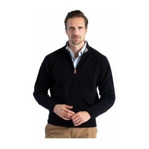 Vest William Lockie Men Leven Zip Neck Contrast Collar Navy Cobble-M