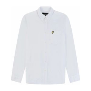 Blouse Lyle & Scott Men Cotton Linen Button Down Shirt White-M
