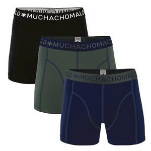 Boxershort Muchachomalo Men Solid Deep Blue Black (3-Delig)-XL