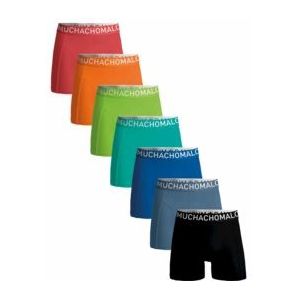 Boxershort Muchachomalo Men Light Cotton Solid Black Blue Blue Green Green Orange Red ( 7-Pack )-M