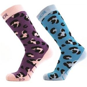 Skisok Sinner Kids Ski Socks Animal Double Pack Purple/Blue-Schoenmaat 23 - 26