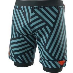 Sportbroek Dynafit Men Trail Graphic 2/1 Shorts Storm Blue Razzle Dazzle-XL