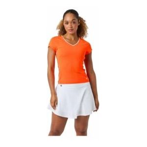 Tennisshirt Björn Borg Women Ace V-Neck T-Shirt Shocking Orange-S