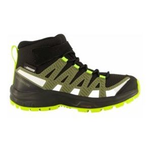 Trailrunning schoen Salomon Kids XA Pro V8 Mid CSWP Black Deep Lichen Green Safety Yellow-Schoenmaat 30